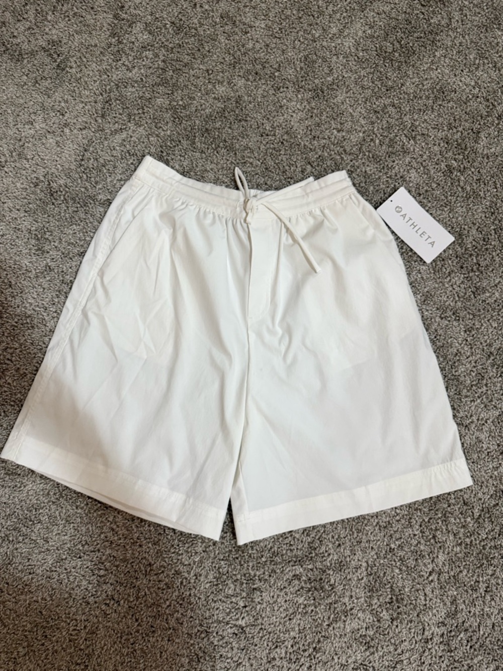 Athleta White Drawstring Pull-On Bermuda Shorts